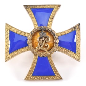 Imperial Russian gilt silver and enamel Russian Empress Elizaveta Petrovna 4th, Hussar regiment badg