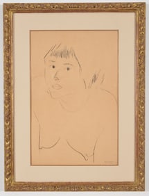 Henri Matisse. "Les Yeux Noirs" (Black Eyes). Lithograph on tan paper. Signed and numbered 4/50