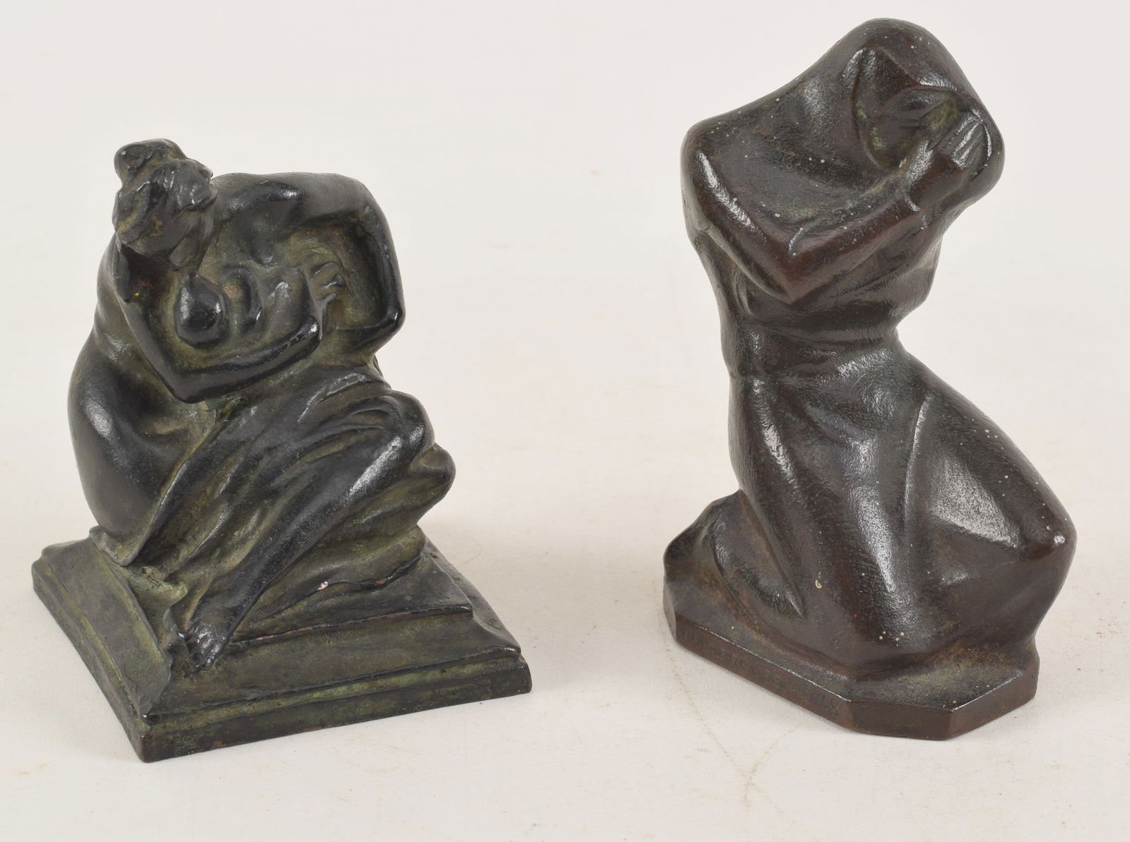 [2] 20th century bronze sculptures. 1) Ulrich Henry Ellerhusen. Kneeling figure. Signed and dated (1 of 6)