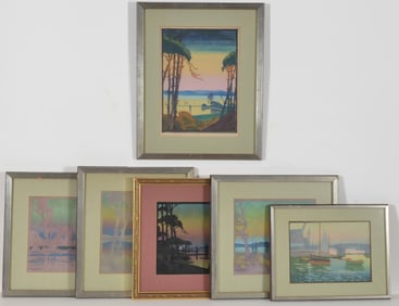 Thomas Todd Blaylock. 6 works, to include: 1) "Pool Harbour from Blake Hill". Gouache or woodblock