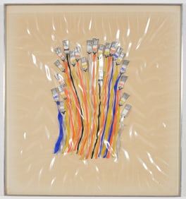 Arman Fernandez. Silkscreen sculpture of paint tube streaks on a three-dimensional plastic ground.