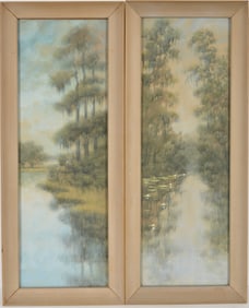 Alexander John Drysdale. Pair of mixed media southern bayou landscapes. Signed lower right. Framed
