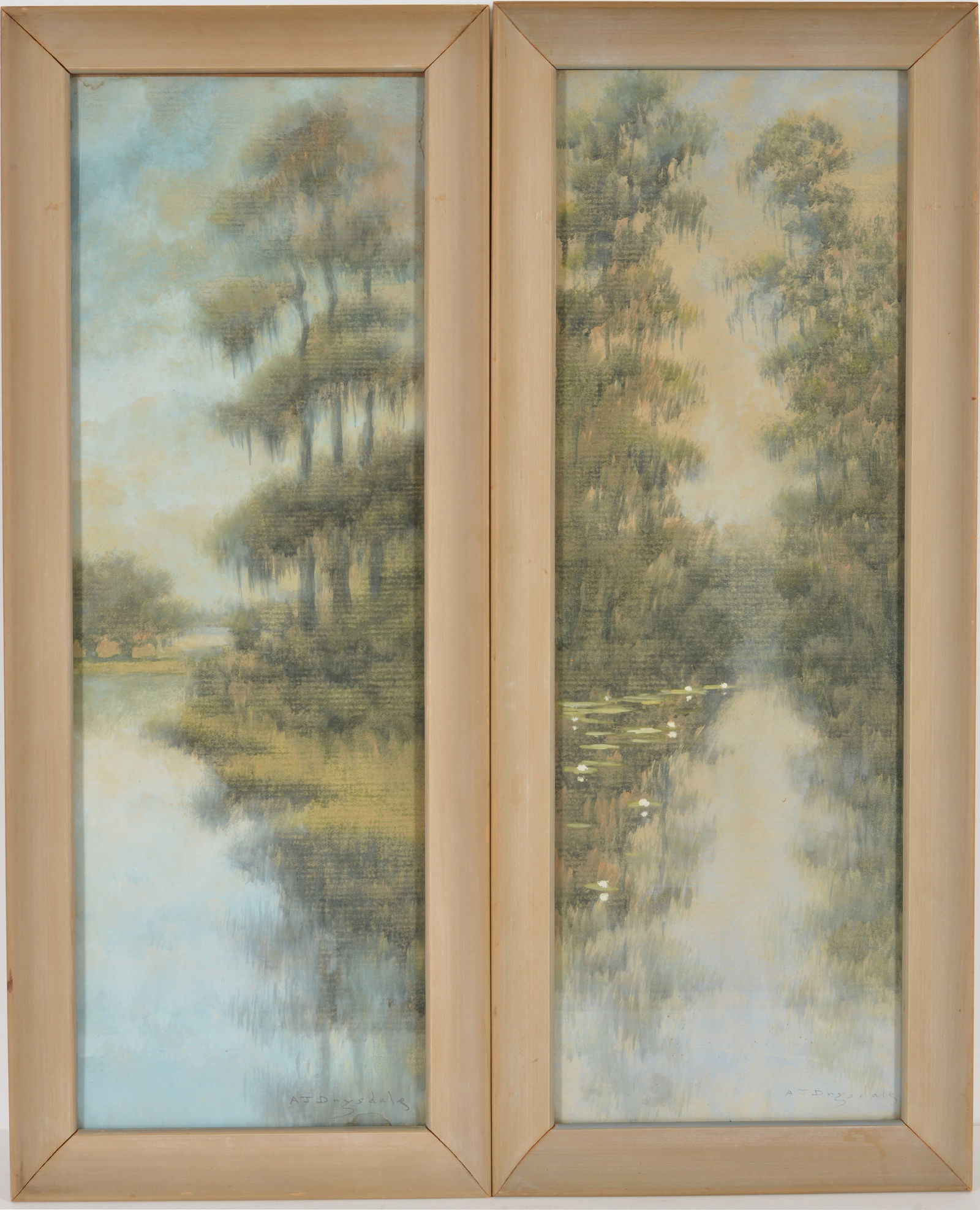 Alexander John Drysdale. Pair of mixed media southern bayou landscapes. Signed lower right. Framed (1 of 9)