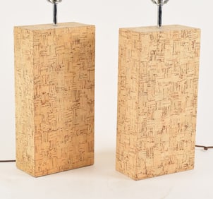 Pair of Mid-Century cork table lamps in the style of Ingo Maurer, circa 1970's