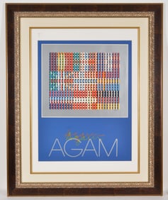 Yaacov Agam. Flags of All Nations. Hand signed silk screen. Framed. Overall size 45 x 36.5in