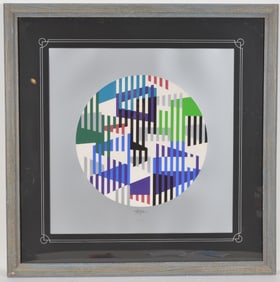 Yaacov Agam. Untitled. Limited edition, 11/18 H.C. Hand signed serigraph. Framed. Overall size 35 x