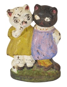 Antique cast iron double kitten-cat doorstop.