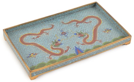 Rectangular cloisonne tray. China. 19th/early 20th century. Signed Pei Ching Tien Tu Tang Tsao on