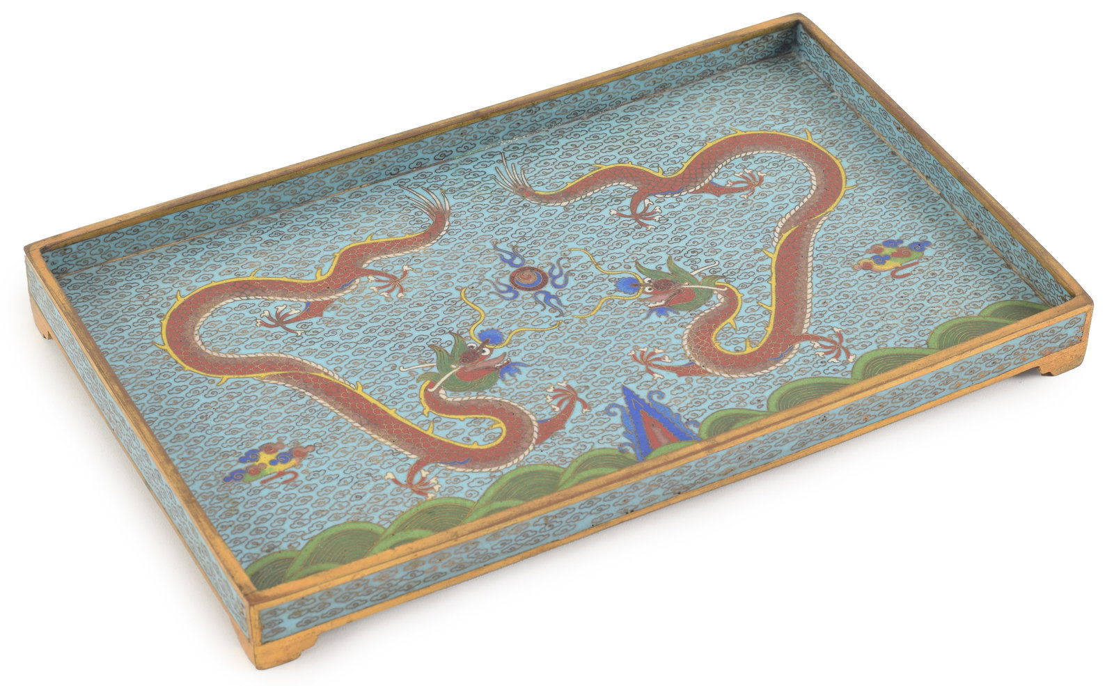 Rectangular cloisonne tray. China. 19th/early 20th century. Signed Pei Ching Tien Tu Tang Tsao on (1 of 5)