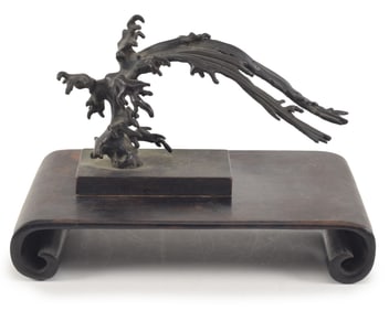 Bronze sculpture of a wave. Japan. Meiji period (1868-1912). 7.5 x 5in.