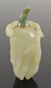 Jade snuff bottle. China. 19th century. Carved in the form of buddhas hand citron. 1961 bill of