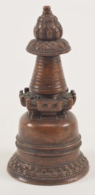 Cast copper stupa. Tibet. 19th century. 6in high.