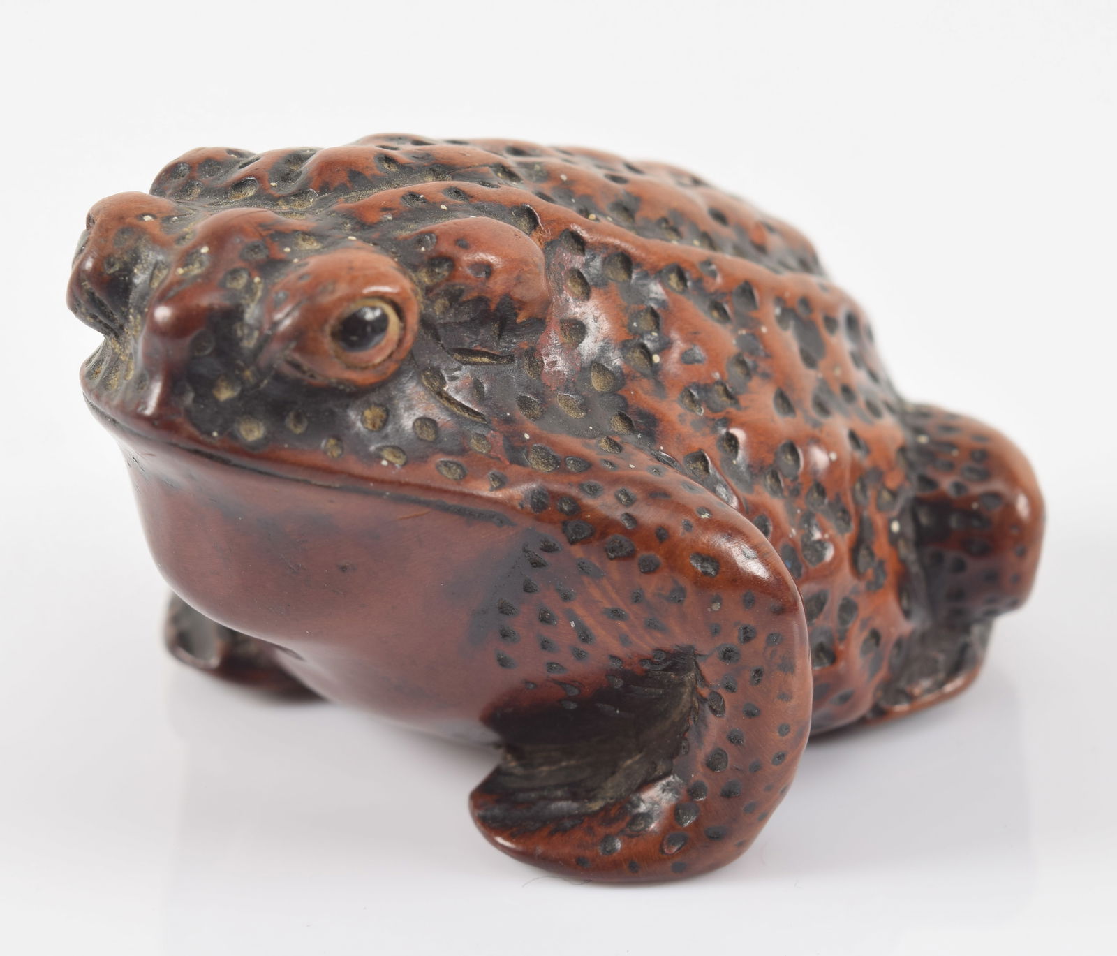 Carved toggle. Japan. 18th century. Netsuke study of a frog. Signed. 2.5in. (1 of 6)