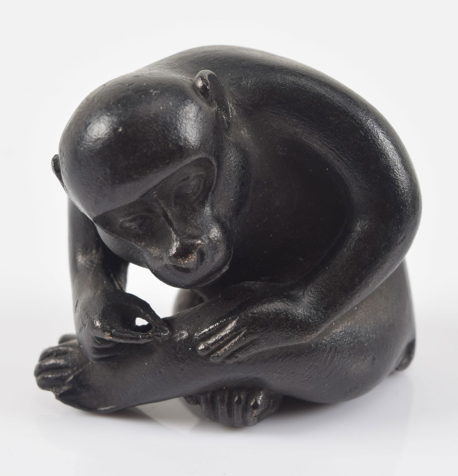 Bronze study of a monkey. Japan. Meiji period (1868-1912). Signed. 1.5in high. (1 of 6)