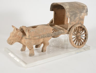 Tomb model of an ox cart. China. Han period. 24 x 12.5in.