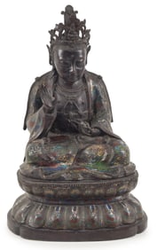 Bronze image of the goddess of mercy Kuan Yin. Japan. Early 20th century. Surface decorated with