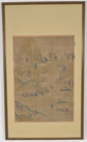 Genre painting. China. 19th century. Fisherman in a landscape. Inscription and seal upper right.