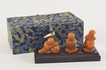 Set of 3 Tien Wang soapstone seals. China. 20th century. Each about 2.5in.