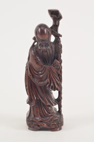 Carved wood figure of Shao Lao. China. Late 19th/early 20th century. 10in.