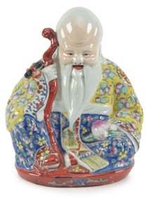 Porcelain figure of Shao Lao. China. Mid 20th century. 10.5 x 8in.