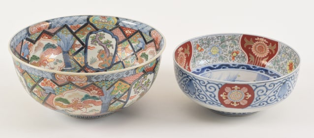 2 Imari bowls. Japan. 19th century. Largest 10.25in.