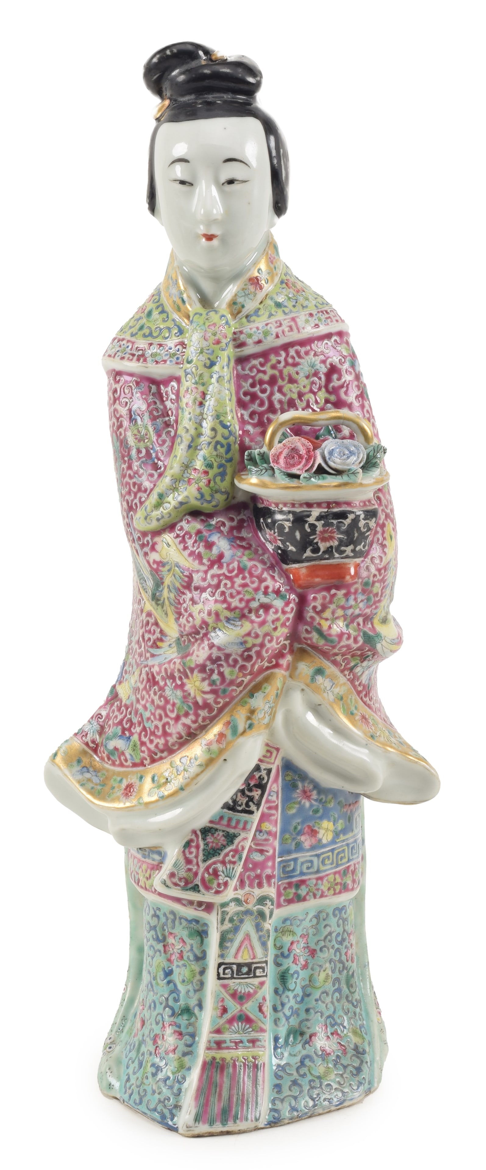 Porcelain figure of a divinity. China. Early 20th century. Standing figure of Lan Tsai Ho. 16.5in. (1 of 7)