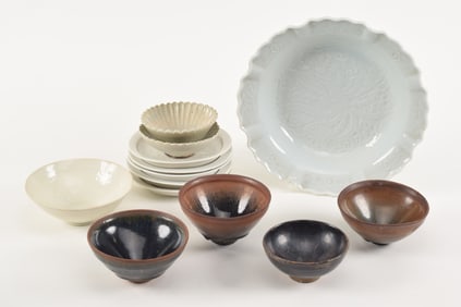 Lot of 13 ceramics. China. 20th century and earlier. To include: 4 chien ware cups and 9 pieces of