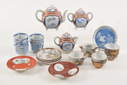 Lot of assorted ceramic. To include: a Fukugawa tea set, a ko-sometsuke rabbit dish, and others.