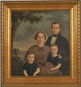 German mid 19th Century portrait of Cartstens family, each name on label on reverse. Oil on canvas.
