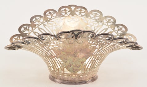 Frank Smith sterling silver reticulated centerpiece basket. Marked on underside. 13.75in wide,