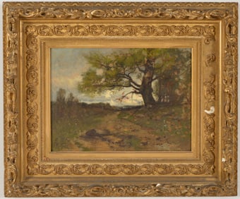 Franklin de Haven. American. 1889 landscape of a wooded path. Oil on canvas. Signed and dated lower