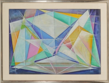 Lydia Okumura, Brazil/America, born 1948. Mixed media on paper, geometric abstraction. Titled in