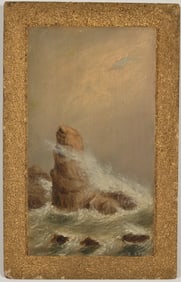Clement Drew. "Pulpit Rock - Nahant". Signed lower right. Dated 1886. Titled, signed and dated on