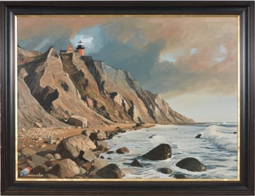 Melbourne Brindle, 1904-1995. Mohegan Bluffs, Block Island. Oil on canvas. Signed lower left.