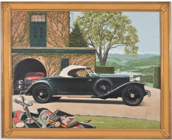 Melbourne Brindle, 1904-1995. Rolls Royce Phantom 11, Brewster Roadster. Signed lower left. Framed.