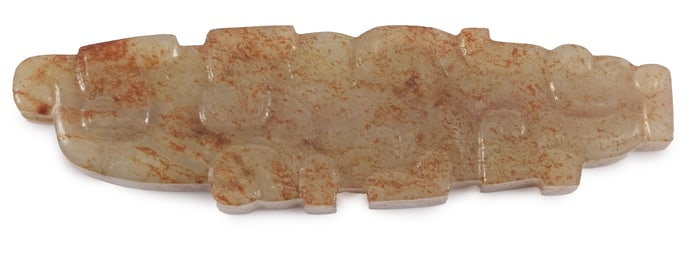 Chinese archaic jade carving, possibly Chunqiu period. 3 1/8in length.