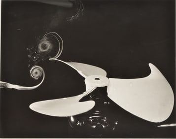 Harold Edgerton. "Fan and Smoke Vortices", 1934. Silver gelatin print. Framed under glass. Sight: