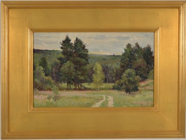 Bernard Corey. Massachusetts. 20th Century. "Wagon Road, Uxbridge, MA." Pasture with dirt road at