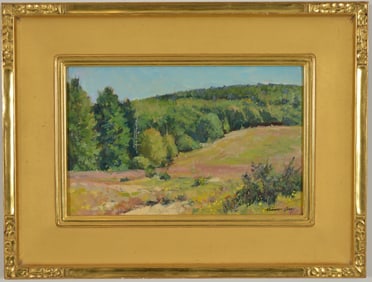 Bernard Corey. Massachusetts. 20th Century. "Vermont Hills." Foothills pasture at edge of forest.