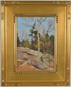 Bernard Corey. Massachusetts. 20th Century. Unsigned, estate stamp and label on reverse. Woodland