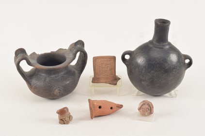 6 Pre-Columbian fragments. Largest 10in.