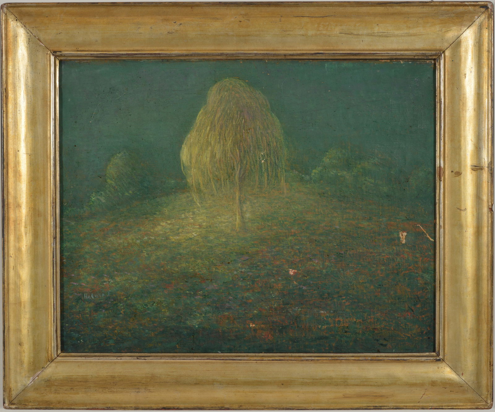 Early 20th century surreal landscape. Signed lower left. Oil on canvas. Framed. Sight: 16 x 20in. (1 of 9)