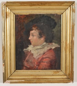 Belli 1883 Italian painting of a young cavalier. Oil on panel. Signed and dated upper left. Sight: