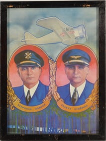 Lituanica 1933 cross-Atlantic flight memorial lithograph. The flight of the Lituanica was piloted by