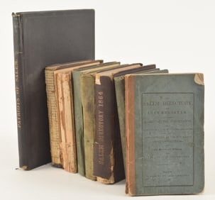 [Salem, Mass.] 7 city directories from 1837, 1850, 1851, 1853, 1857, 1859, and 1864 with fold out