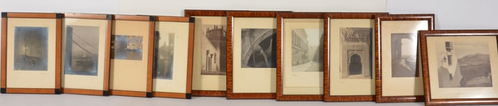 Lot of 10 early 20th century original silver print photographs. Signed and some titled. Depicting