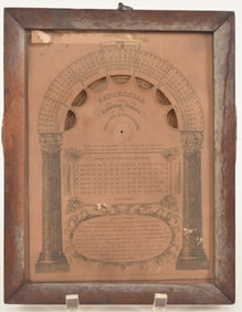 Unusual 1837 Centennial Revolving Almanac by John Balch. Engraved with cutouts for an adjustable
