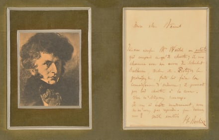 [Giacomo Puccini] [Hector Berlioz] 2 signatures by music composers. 1) Calling card for Giacomo