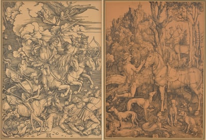 Albrecht Durer. 2 19th/20th century woodblocks. Framed under glass.