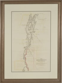 [Vermont] [New York] Map of French and English Grants on Lake Champlain. Hand colored borders. From